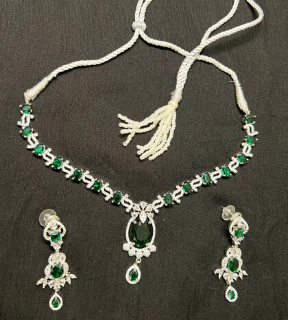 Emerald Charm Necklace Set